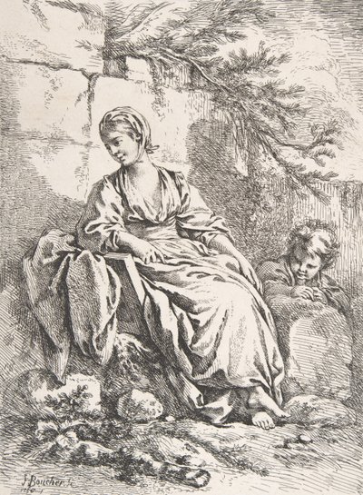 休む少女、1756年。 作： François Boucher