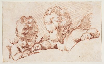 2つのプッチ。 アマリエンボー城のドアピースの下書き 作： François Boucher