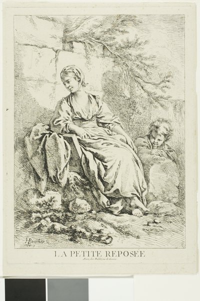 休んでいる若い女性 作： François Boucher