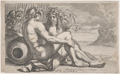 海景の前に横たわる川の神々、1651～82年。 作： François Bourlier