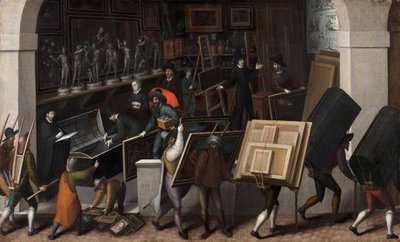 画家のアトリエの内容の没収（1590年頃）。 作： François Bunel the Younger