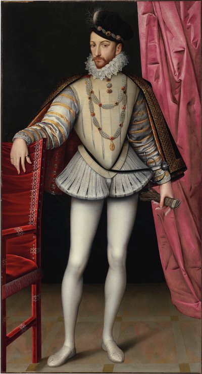 フランス国王シャルル 9 世の肖像、1550～1574 年、c. 1570年。 作： François Clouet