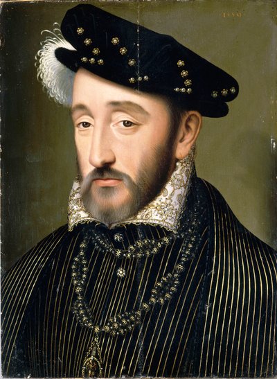 フランス国王アンリ 2 世の肖像 (1519 ～ 1559 年、1547 年)。 作： François Clouet