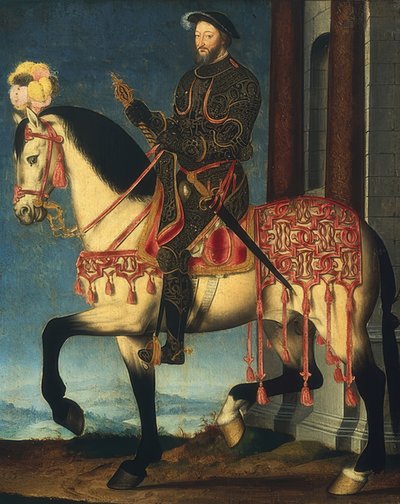 フランス国王フランシス1世の乗馬の肖像画。 1540年頃 作： François Clouet