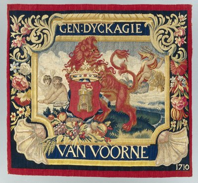 象徴的な表現とVoorneの紋章付きの枕カバー 作： François Coppens (attributed to)
