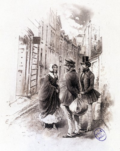 アルフレッド・ド・ミュッセの『Mimi de Pinson』誌に掲載された「グリゼットの横顔」のイラスト 作： François Courboin