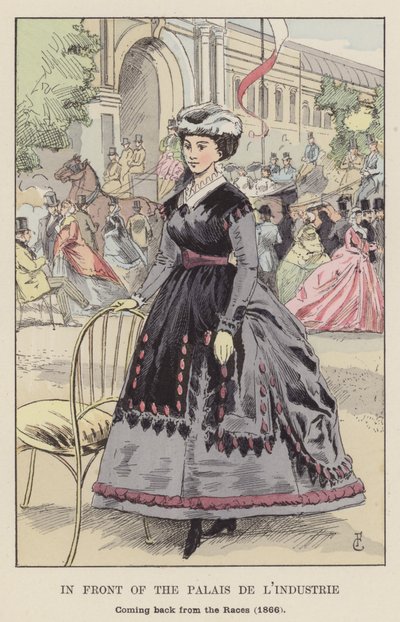 レースから戻ってきたパレドゥインダストリーの前、1866 作： François Courboin