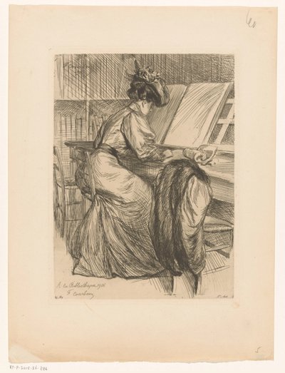 図書館で読書する女性 ラ・ライブラリー 作： François Courboin