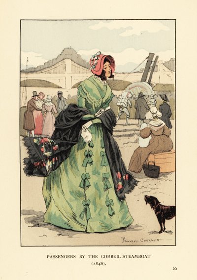 パリ、コルベイユ蒸気船の乗客たち 作： François Courboin