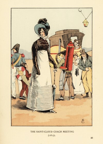 ステージコーチを待つ女性。サン・クルーのコーチ会 作： François Courboin