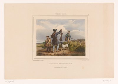 ハンターは他のハンターに自分が撃ったうさぎを見せる Le chasseur en jouissance (オブジェクトのタイトル) 銃を持ったハンター（シリーズタイトル） Chasses au Tir (オブジェクトのシリーズ タイトル) 作： François Grenier