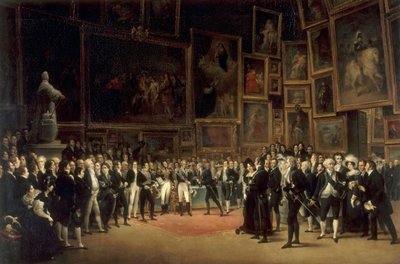チャールズXがルーヴル美術館で1824年のサロンに出展したアーティストに賞を配る 作： François Joseph Heim