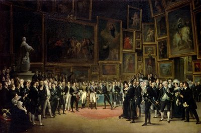 1824年の展覧会の最後にチャールズXがアーティストに賞を贈る 作： François Joseph Heim