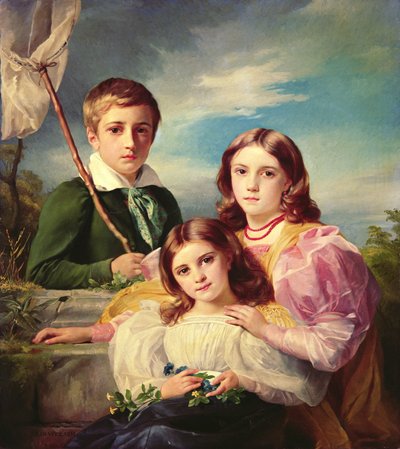 レオンSuysと彼の2人の姉妹、19世紀 作： François Joseph Navez