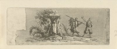 2 人のギリシャの漁師のいる風景 作： François Joseph Pfeiffer (II)