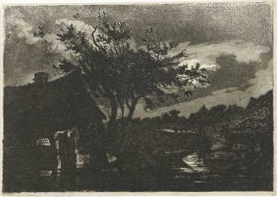 農場のある川の風景 作： François Joseph Pfeiffer (II)