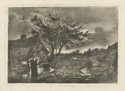 農場のある川の風景 作： François Joseph Pfeiffer (II)