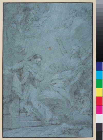 受胎告知 1727年頃（紙にチョーク） 作： François Lemoyne