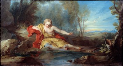 反射するナルシス（ナルシソ） フランソワ・ル・モワンヌ（1688～1737）の絵画 18世紀 作： François Lemoyne