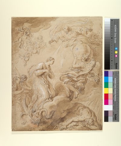 無原罪懐胎、c.1700-37（紙にインク、ウォッシュ、ガッシュ） 作： François Lemoyne