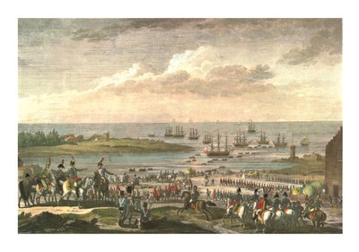 1799 年 11 月 30 日、c1850 年のオランダでのイギリス人の乗船 作： François Louis Couché
