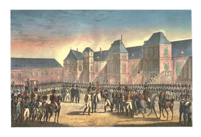 フォンテンブローからのナポレオンの出発、1814 年 4 月 20 日、c1850 作： François Pigeot