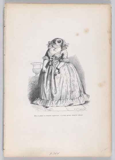 彼女は優れたフクロウを装い、Scenes from..., ca. 1837-47。 作： François Rouget