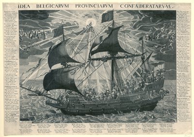 国家の船、1620年 ドルドレヒト会議後の幸福な国の寓意 Idea Belgicarum Provinciarum Confaederatarum (オブジェクトのタイトル) 作： François Schillemans