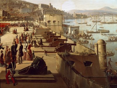 ディテール要塞の銃。フランツ・ヴェルヴロート（1795-1872）による絵画 ナポリ、サンマルティーノ国立博物館 作： François Vervloet