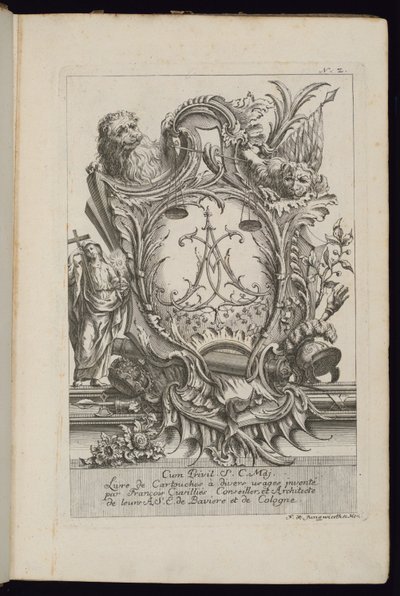 2 つのライオンと暗号のカートリッジ、さまざまな用途のカートリッジの本 作： François de Cuvilliés the Elder