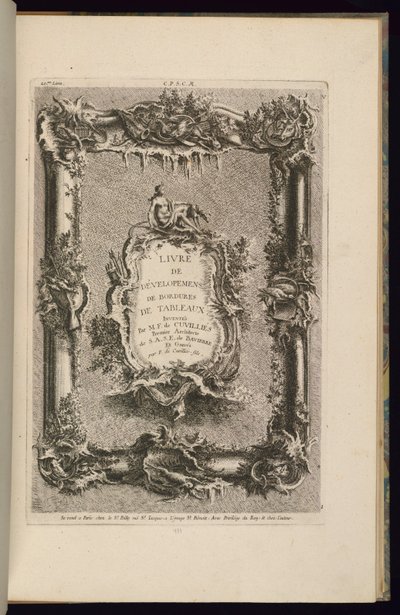 フレームとカルトゥーシュのデザイン 作： François de Cuvilliés the Elder