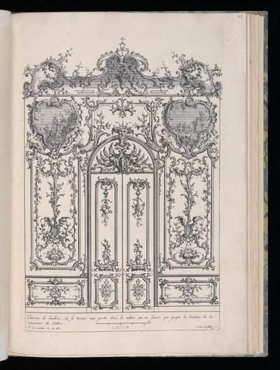 二重扉のある壁、Livre de Lambris (羽目板の書) 作： François de Cuvilliés the Elder