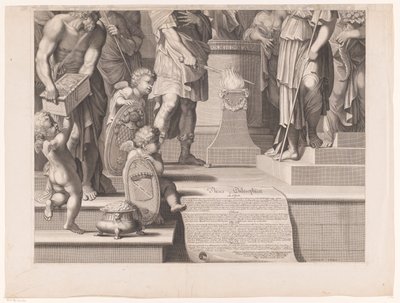 マルスが神殿の前で炎に剣を突き刺す（下） 作： François de Poilly (I)