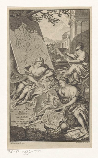 アレゴリー オプ デ ミートクンデ タイトル: Pomponius Mela en Abraham Gronovius, Pomponii Melae de situ orbis libri III, 1782 作： François van Bleyswijck