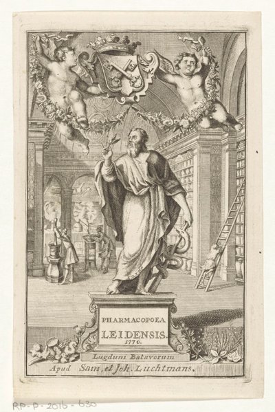 アスクレピオス タイトル: S.n., Pharmacopoeia Leiden, 最大治安判事の権威によって設立, 1770 作： François van Bleyswijck