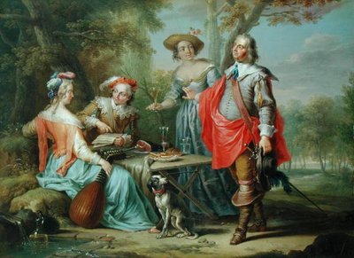 ピクニック・イン・ザ・パーク（油彩・パネル 作： Frans Christoph Janneck