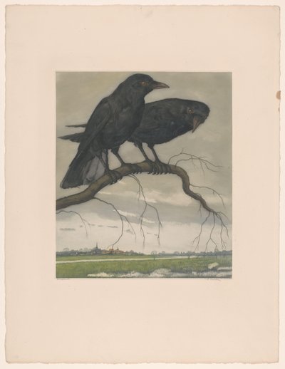 二羽のカラス 作： Frans Everbag (signed by artist)