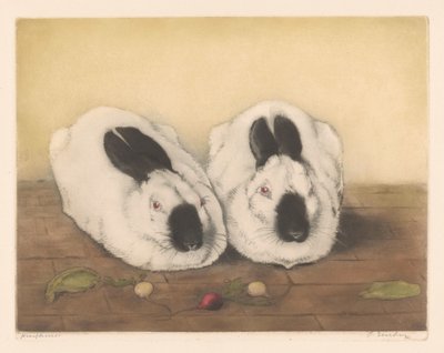 2 つのヒマラヤのウサギ 作： Frans Everbag (signed by artist)