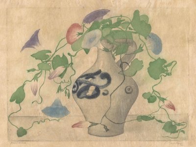 土器の水差しのヒルガオ 作： Frans Everbag (signed by artist)