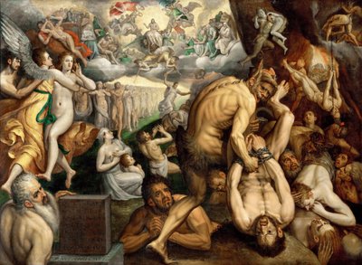 最後の審判」-フランツ1世デ・ヴリエント（ヴリエント）このフランツ・フロリス、ザ・エルダー（1519-1570）。油彩・キャンバス 作： Frans Floris