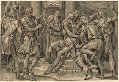 サウルの前でハープを弾くダビデ 作： Frans Floris I