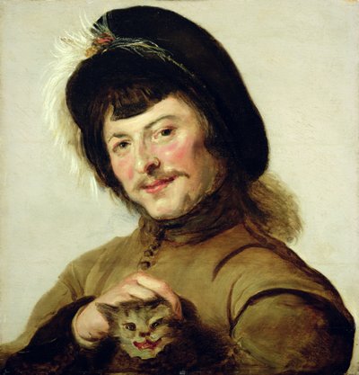 猫を持つ若者、1635 作： Frans Follower of Hals