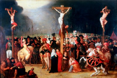 「2 人の泥棒の間の十字架上のキリスト」、17 世紀。 作： Frans Francken II