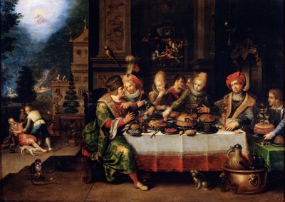 「金持ちと乞食ラザロのたとえ」、17世紀 作： Frans Francken II