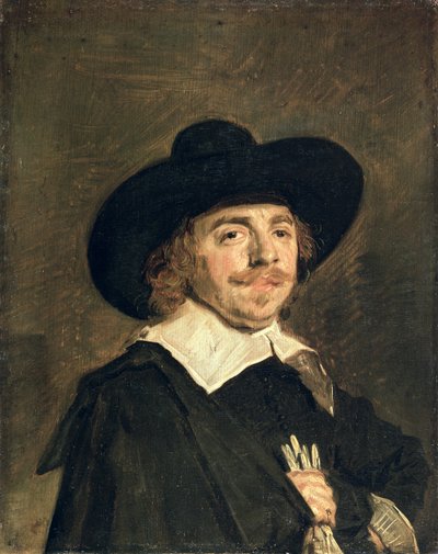 手袋をはめた男の小さな肖像画、1642年頃 作： Frans Hals