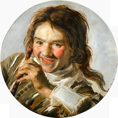 フルートと笑っている男の子の半身像 作： Frans Hals