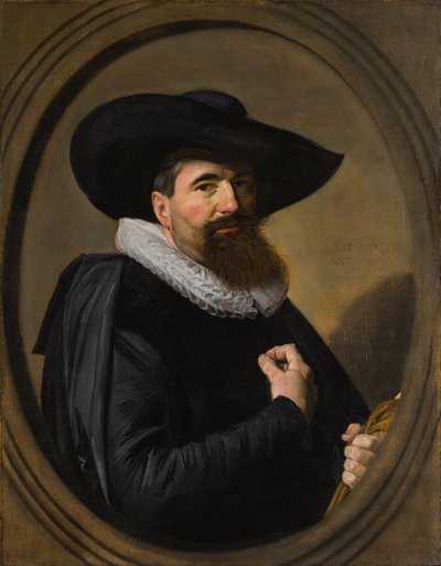 オランダ語：Portret van een man 帽子をかぶり、襟を立てた男の肖像画 作： フランス・ハルス