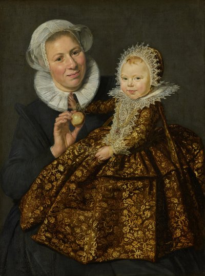 ドイツ語：Catharina Hooft mit ihrer Amme 看護婦とCatharina Hooft 作： フランス・ハルス