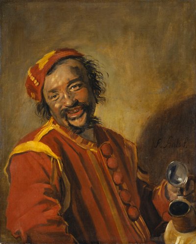 Peeckelhaeringhとして知られている水差しを持つ男の笑顔 作： Frans Hals