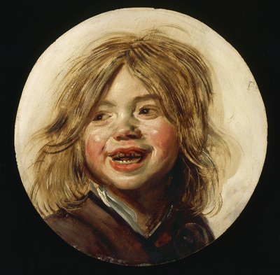 笑う子、c.1620-5（木の上の油） 作： Frans Hals